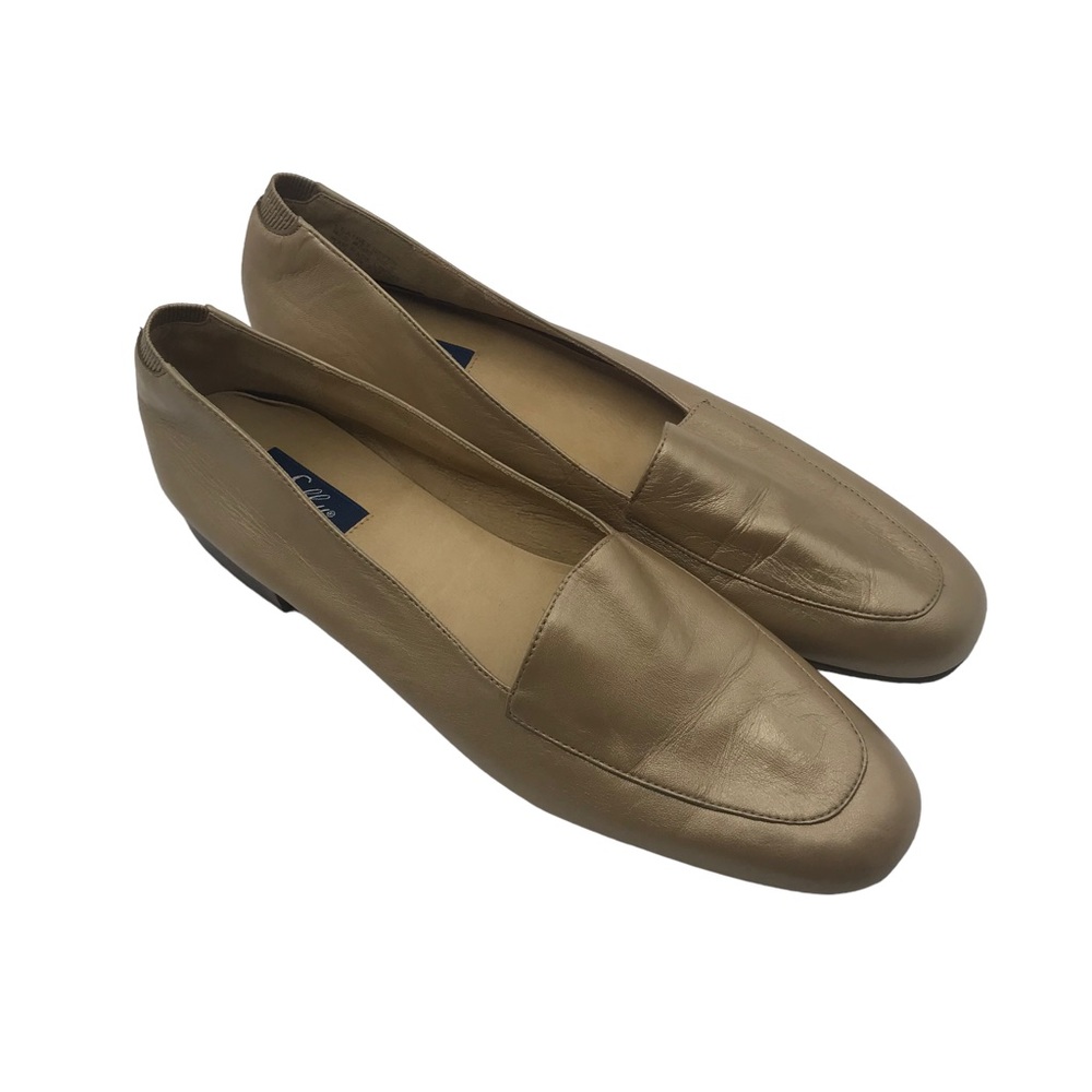 Selly Gold Leather Flats Narrow Size 11